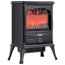 22.8 Inch Freestanding Electric Fireplace Heater 1500W Adjustable Flames Black