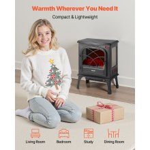 25.5 Inch Freestanding Electric Fireplace Heater 1500W Adjustable Flames Remote