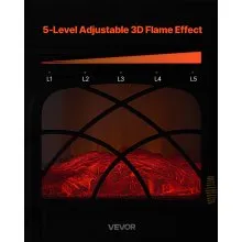 25.5 Inch Freestanding Electric Fireplace Heater 1500W Adjustable Flames Remote