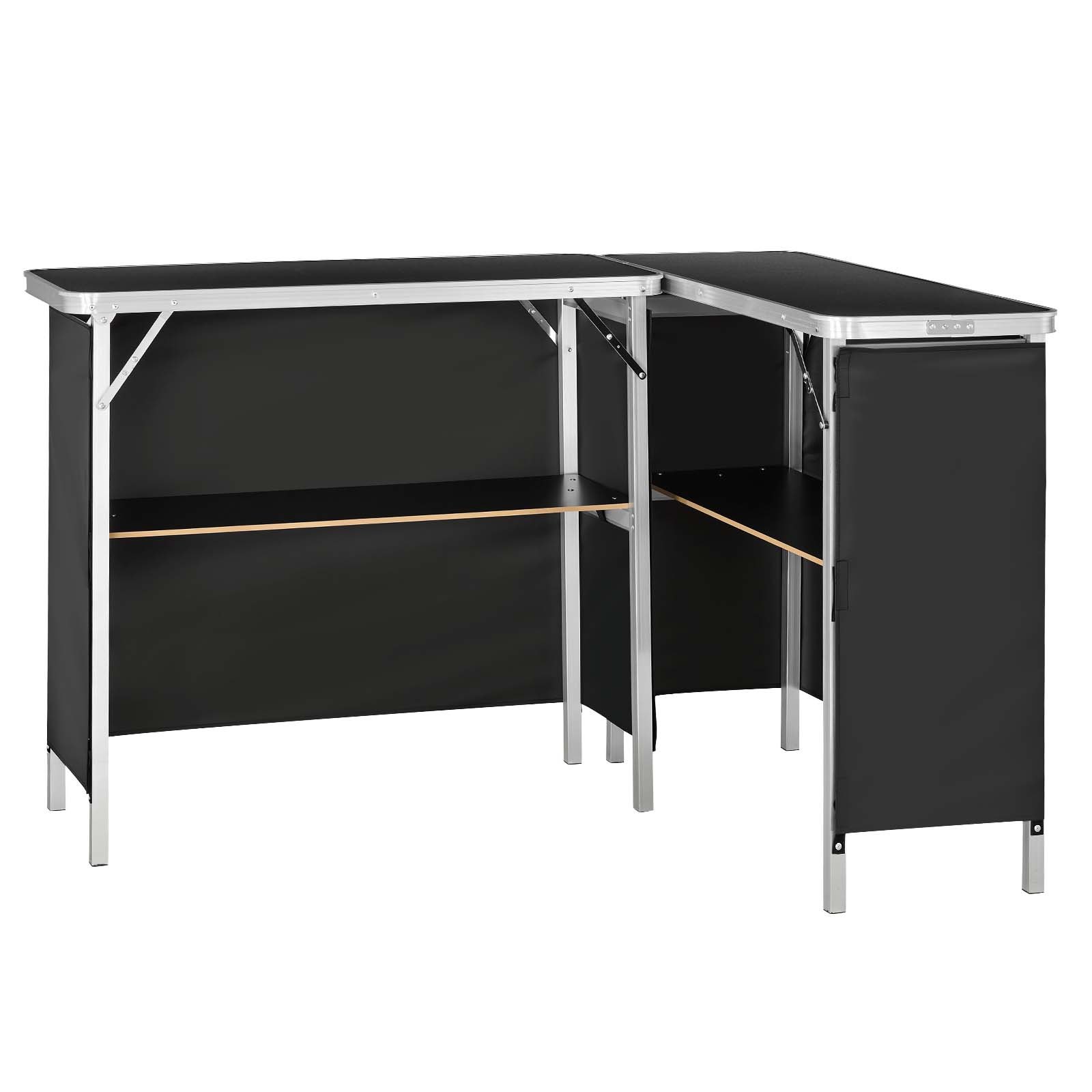 VEVOR Folding Portable Bar Table, 2 pcs, 980 x 385 x 870 mm, with Carry Bag, Storage Shelf, Detachable Skirt, Quick and Easy Setup, Foldable Mobile Bartending Station for Events, Party, Tradeshow