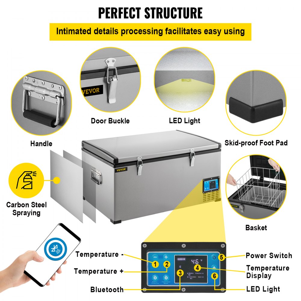 VEVOR 12volt Car Refrigerator Portable Freezer 90Qt Camping Refrigerator Outdoor