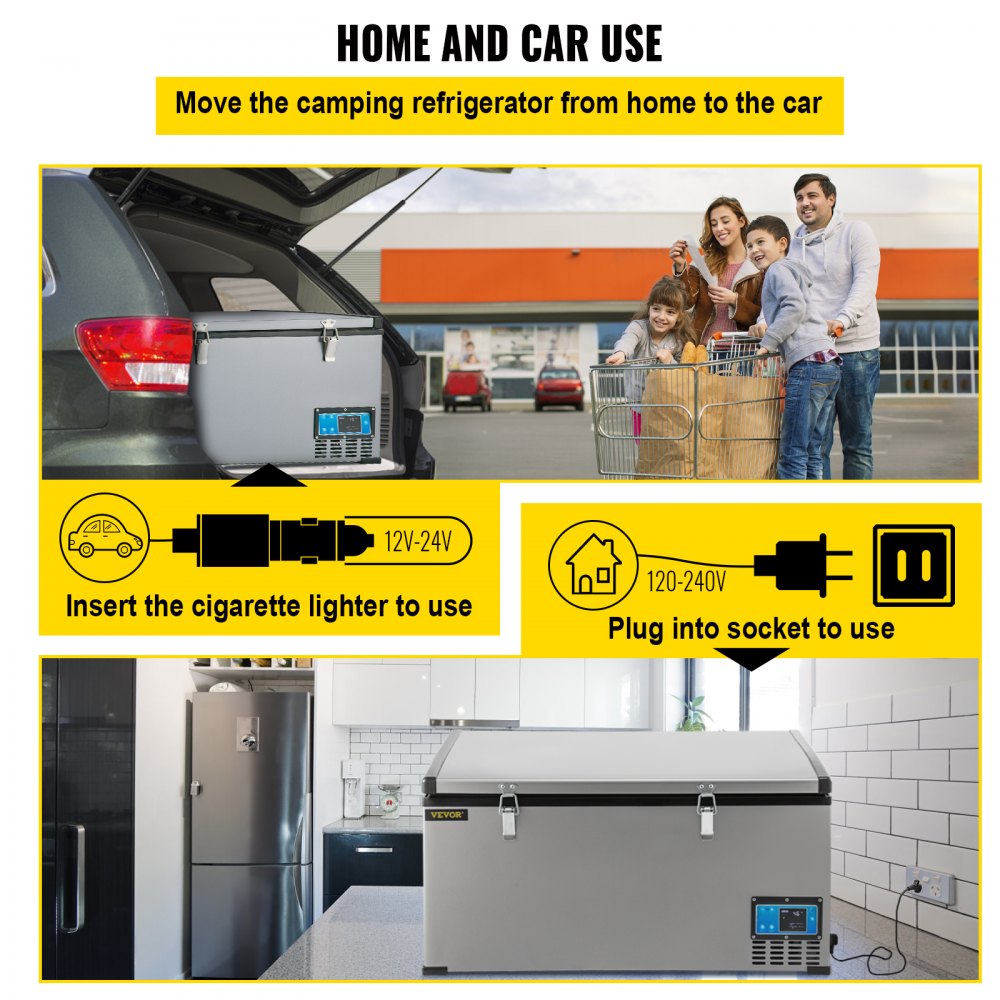 VEVOR 12volt Car Refrigerator Portable Freezer 90Qt Camping Refrigerator Outdoor