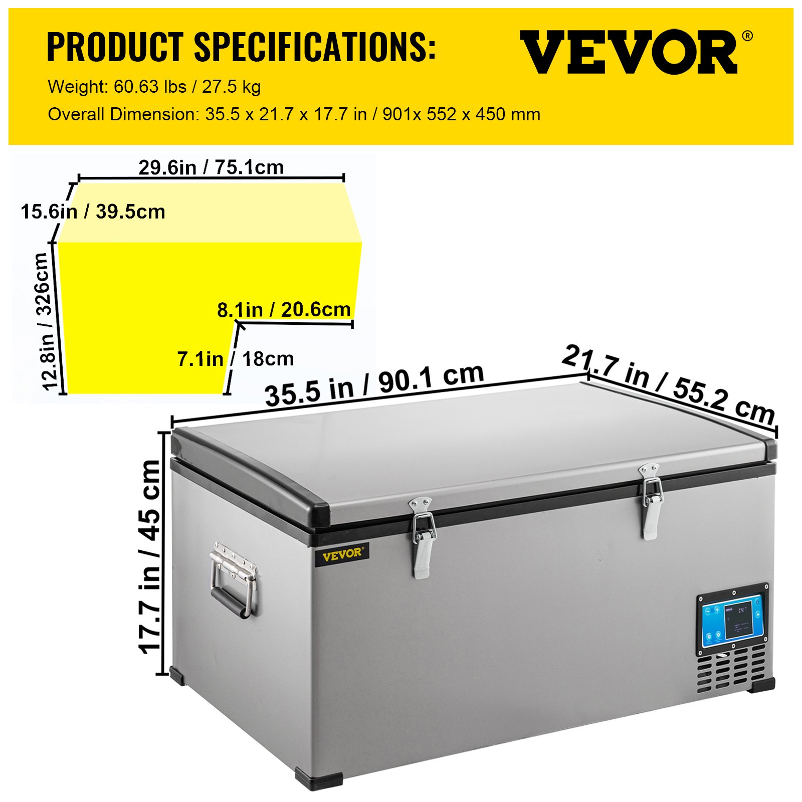 VEVOR 12volt Car Refrigerator Portable Freezer 90Qt Camping Refrigerator Outdoor