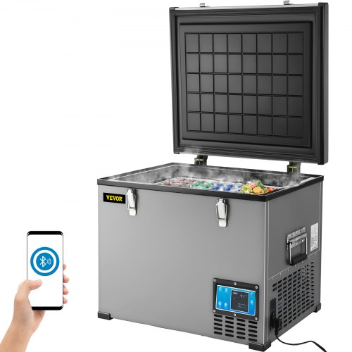 VEVOR 45L Dual Zone Portable Car Refrigerator Freezer – 12/24V DC & 100-240V AC, Compressor Cooler