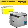 VEVOR Portable Refrigerator 64 Quart, 12 Volt Refrigerator with Compressor and App Control, Metal Shell Chest Refrigerator, -4℉ to 68℉, DC 12/24V, AC 110-240V（Home & Car Use）