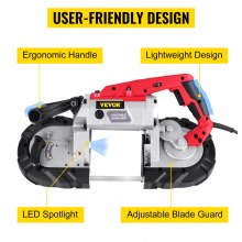 VEVOR Band Saw Portable Variable-Speed 5" Deep Cut 110V 10-Amp Motor Handheld