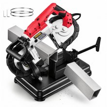 VEVOR Portable Band Saw, 110V 10-Amp Corded Tool with Removable Steel Base, 5-Inch Capacity, 6-Level Variable Speed, 0 to 45 Degree Angle, Deep-Cut Band Saw for Steel, Aluminum, Iron, Wood and PVC