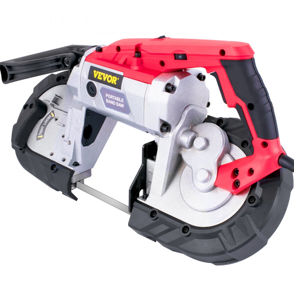 VEVOR Portable Band Saw, 127mm Cutting Capacity Cordless BandSaw, Variable Speed Hand held Band Saw, 10Amp Motor Portable Bandsaw, Deep Cut Bandsaw for Metal Wood Tubing Pipes Rebar and Plastic