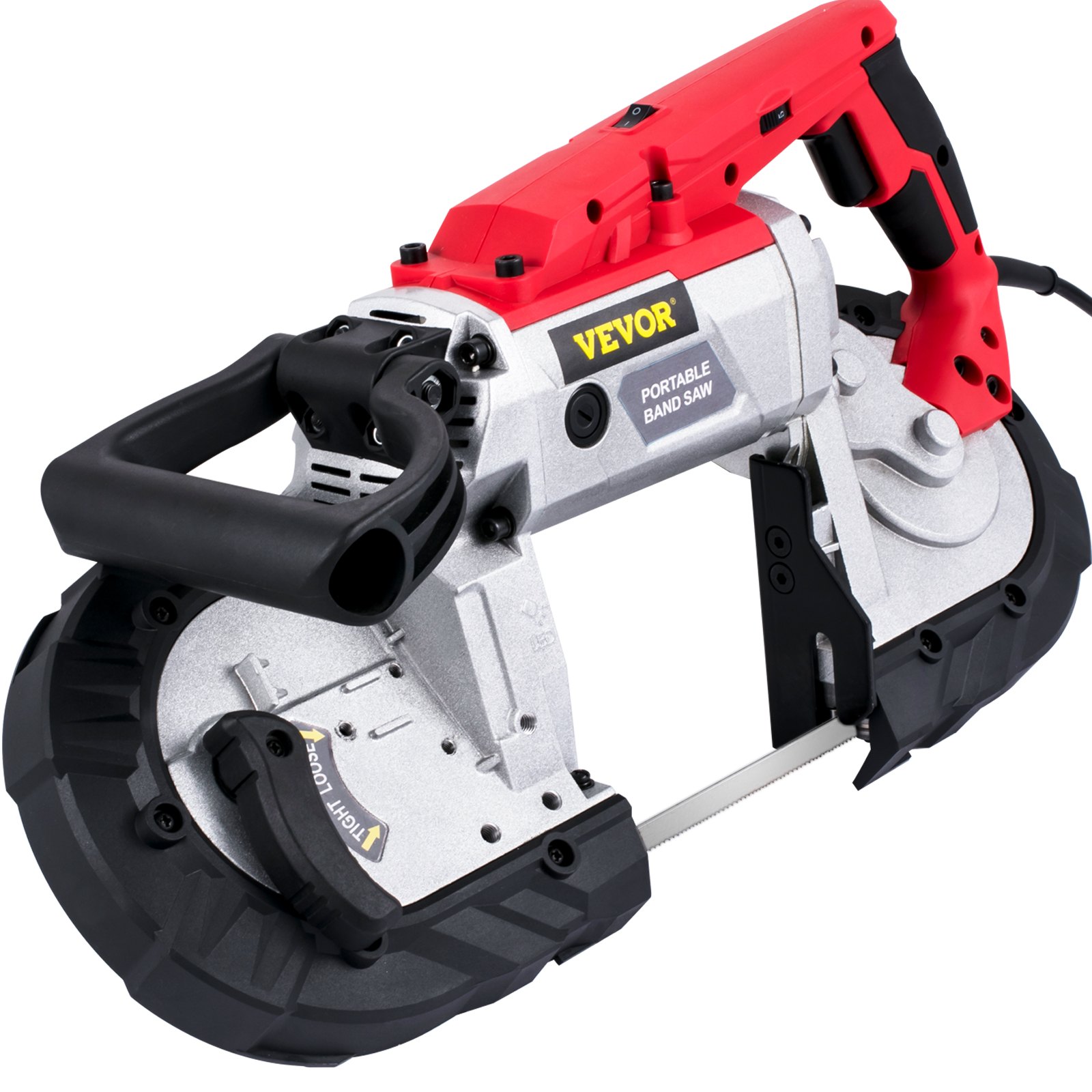 VEVOR Portable Band Saw, 127mm Cutting Capacity Cordless BandSaw, Variable Speed Hand held Band Saw, 10Amp Motor Portable Bandsaw, Deep Cut Bandsaw for Metal Wood Tubing Pipes Rebar and Plastic