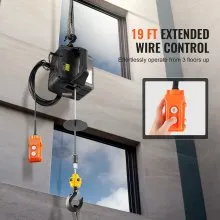 VEVOR 2-in-1 1100 lbs Electric Hoist Winch, 1500W Portable Power Winch Crane, 22.9 ft Lifting Height, 13 ft/min with Wired Remote Control, for Garage, Warehouse, Factory Lifting Towing