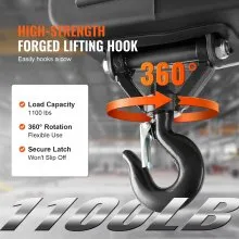 VEVOR 2-in-1 1100 lbs Electric Hoist Winch, 1500W Portable Power Winch Crane, 22.9 ft Lifting Height, 13 ft/min with Wired Remote Control, for Garage, Warehouse, Factory Lifting Towing