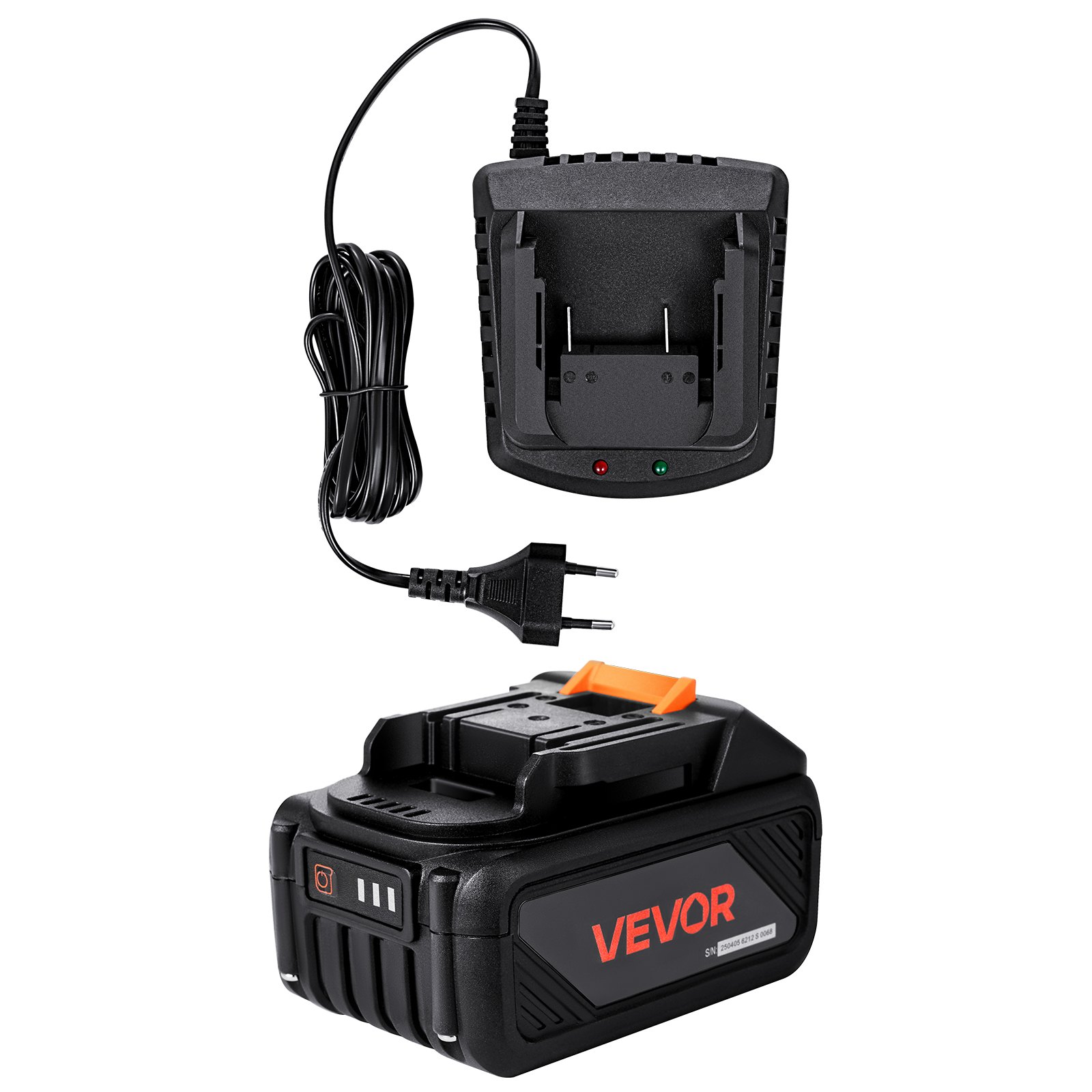 VEVOR 20V MAX, Portable Battery and Charger Combo, AC 220V, 4.0 Ah Lithium-Ion Battery Pack, 4000 mAh Large Capacity, Extended Runtime, Compatible with Series Tools, for Replacement and Fast Charging