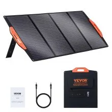 VEVOR Panel solar monocristalino portátil, cargador solar monocristalino de 120 W plegable y ETFE, panel solar de eficiencia del 23% con tipo C, CC 18 V, puerto USB QC3.0, IP67 impermeable para el hogar, fuera de la red, senderismo