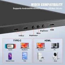 Extensor de pantalla portátil VEVOR, monitor triple extendido IPS FHD 1080P de 14" para portátiles de 13" a 17", monitor portátil giratorio con puerto USB-C/USB-A/Mini HDMI, compatible con Mac/Wins/Android/Switch/PS5