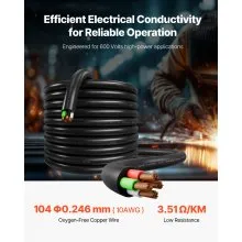 100 FT 10AWG Premium Electrical Power Cable Extension Cord Copper Wire 600V
