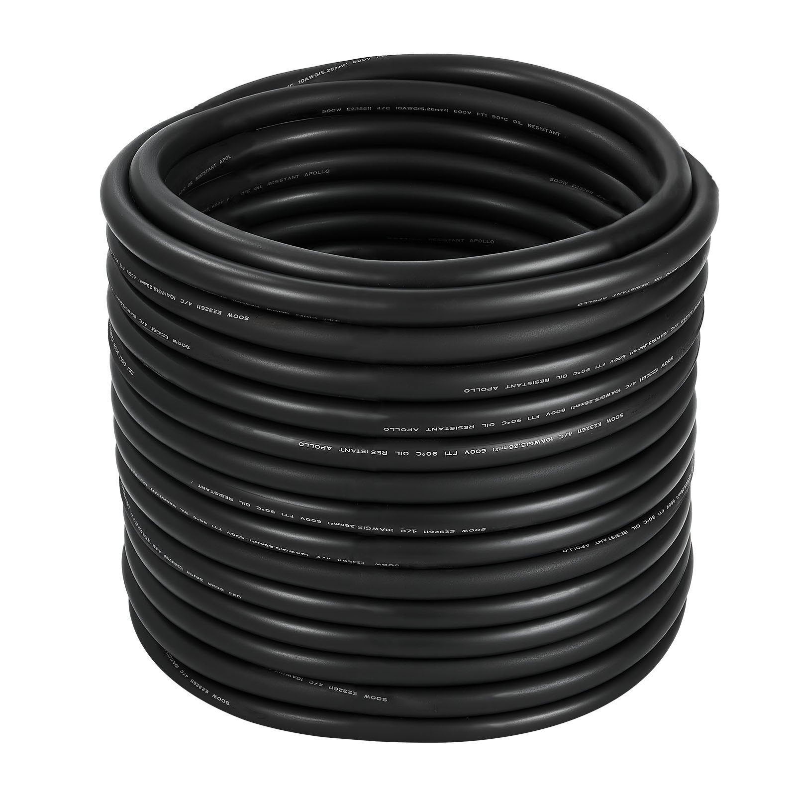 VEVOR 100 FT 10AWG Portable Power Cable (4 Conductor), Heavy Duty 600V SOOW Electrical Power Cable, Industrial Grade Electric Wire, Premium CPE Rubber Jacket, Copper Extension Cord for Welder Machine