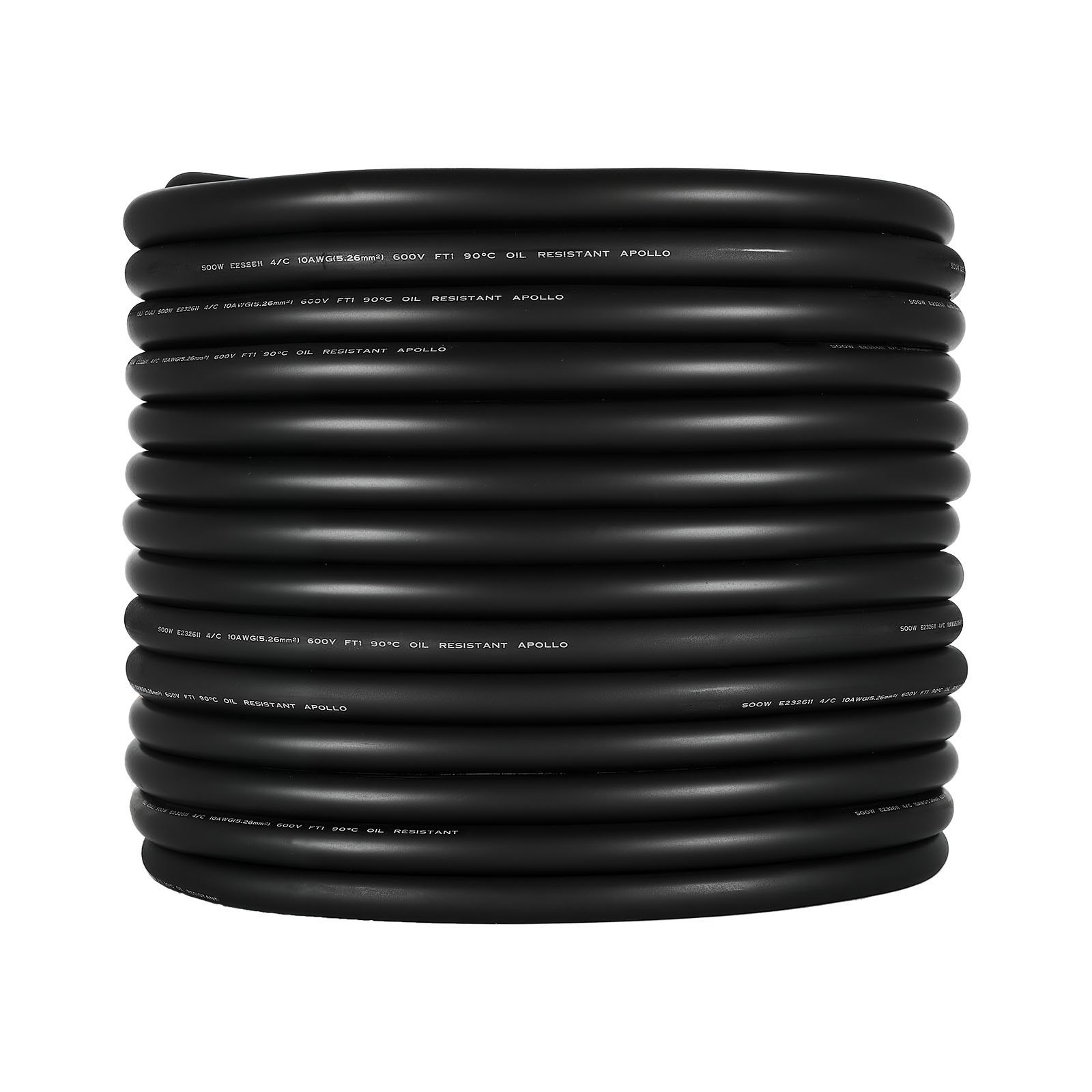 VEVOR 100 FT 10AWG Portable Power Cable (4 Conductor), Heavy Duty 600V SOOW Electrical Power Cable, Industrial Grade Electric Wire, Premium CPE Rubber Jacket, Copper Extension Cord for Welder Machine