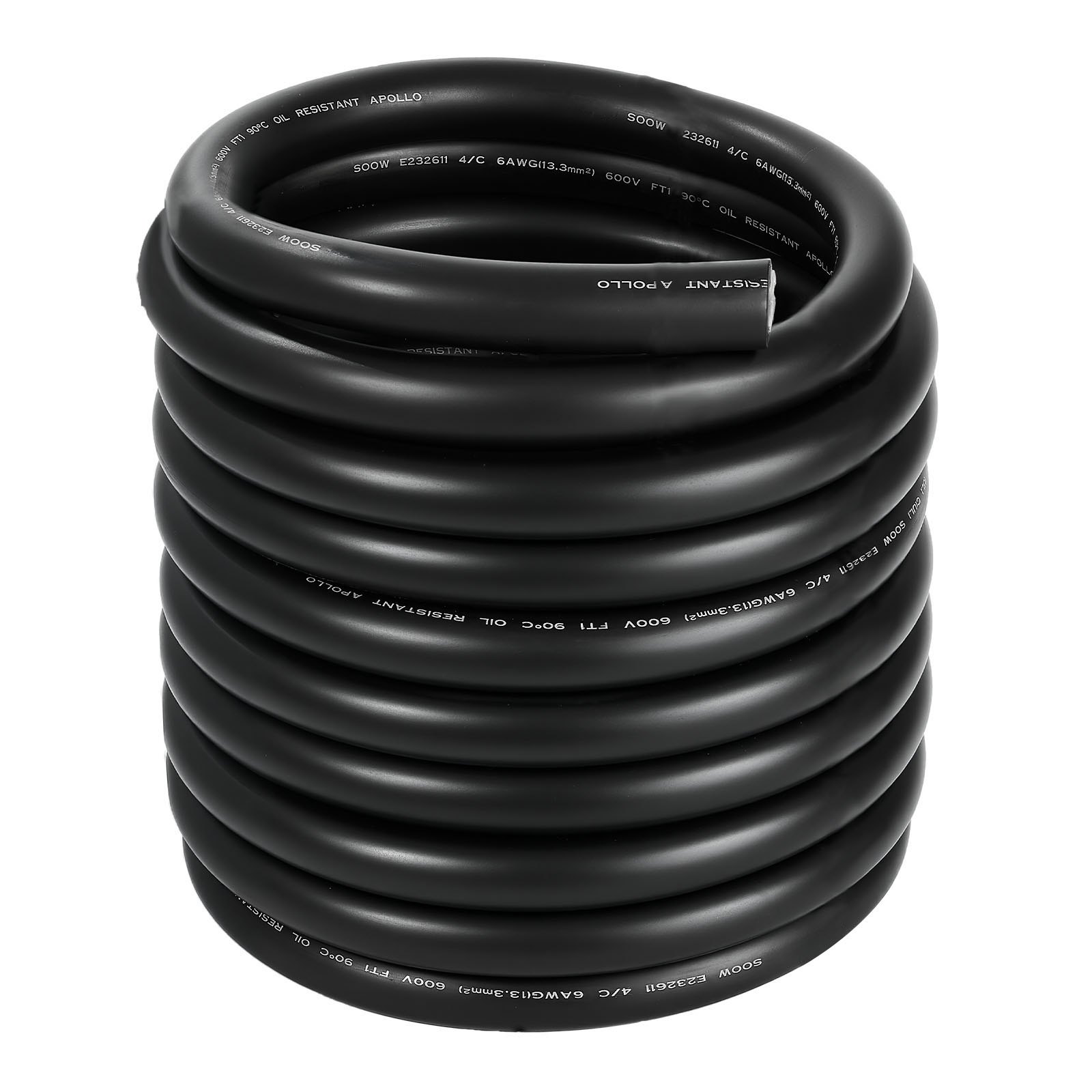 VEVOR 22.86 m 6AWG Portable Power Cable (4 Conductor), Heavy Duty 600V SOOW Electrical Power Cable, Industrial Electric Wire, Premium CPE Rubber Jacket, Copper Extension Cord for Welder Machine