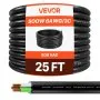 VEVOR 7.62 m 6AWG Portable Power Cable (3 Conductor), Heavy Duty 600V SOOW Electrical Power Cable, Industrial Grade Electric Wire, Premium CPE Rubber Jacket, Copper Extension Cord for Welder Machine
