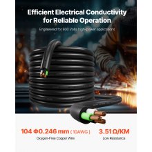 100 FT 6AWG Premium Electrical Power Cable Copper Extension Cord Wire 600V