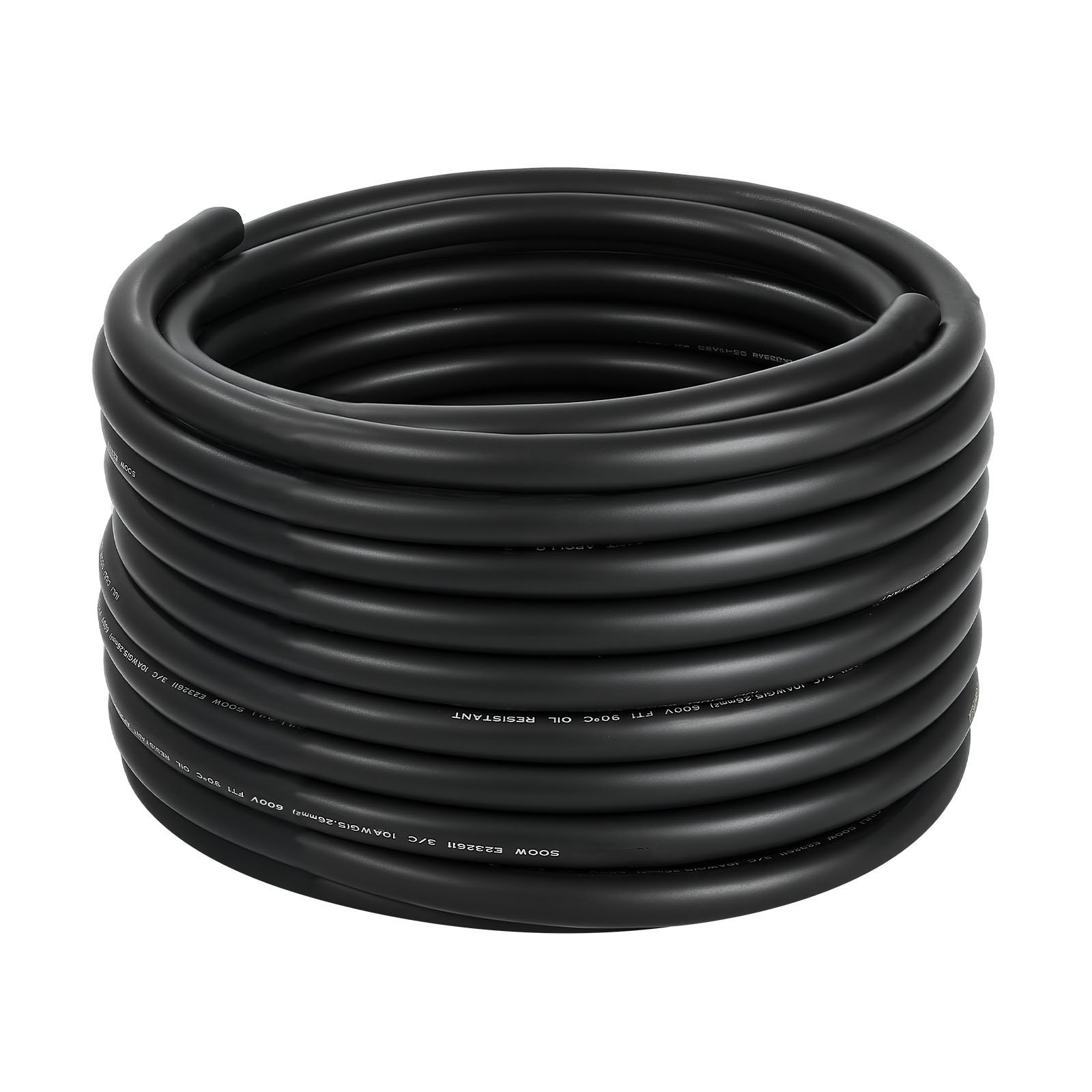 VEVOR 100 FT 10AWG Portable Power Cable (3 Conductor), Heavy Duty 600V SOOW Electrical Power Cable, Industrial Grade Electric Wire, Premium CPE Rubber Jacket, Copper Extension Cord for Welder Machine