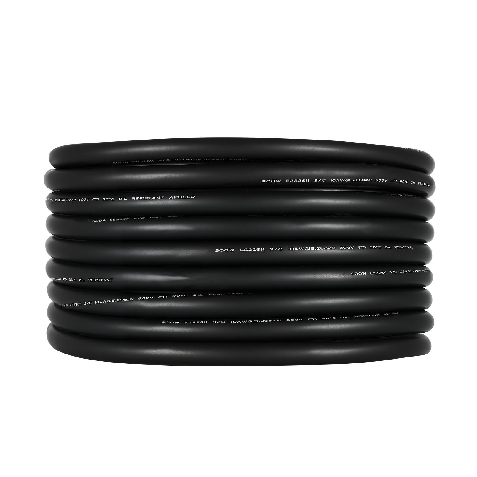 VEVOR 100 FT 10AWG Portable Power Cable (3 Conductor), Heavy Duty 600V SOOW Electrical Power Cable, Industrial Grade Electric Wire, Premium CPE Rubber Jacket, Copper Extension Cord for Welder Machine