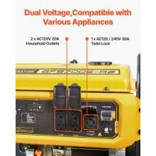 VEVOR Portable Generator, 9625W Peak Watt Home Generator, Backup Generators for Home with Foldable Handle, Electric Start, Gas Powered, CO Sensor, RV & Emergency Ready 30A & 20A Outlets, AVR