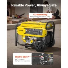VEVOR Portable Generator, 9625W Peak Watt Home Generator, Backup Generators for Home with Foldable Handle, Electric Start, Gas Powered, CO Sensor, RV & Emergency Ready 30A & 20A Outlets, AVR