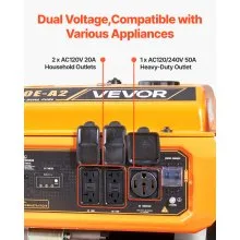 VEVOR Portable Generator, Gasoline 13500W Peak Watt & LPG 12000W Peak Watt Dual Fuel Generator, Home Backup Generators with Electric Start, Gasoline & LPG Powered, CO Sensor, 20A & 50A Outlets