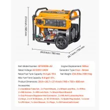 VEVOR Portable Generator, Gasoline 13500W Peak Watt & LPG 12000W Peak Watt Dual Fuel Generator, Home Backup Generators with Electric Start, Gasoline & LPG Powered, CO Sensor, 20A & 50A Outlets