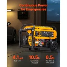 VEVOR Portable Generator, Gasoline 4650W Peak Watt & LPG 4130W Peak Watt Dual Fuel Generator, Home Backup Generators with Electric Start, Gasoline & LPG Powered, CO Sensor, 20A & 50A Outlets
