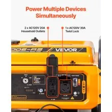 VEVOR Portable Generator, Gasoline 4650W Peak Watt & LPG 4130W Peak Watt Dual Fuel Generator, Home Backup Generators with Electric Start, Gasoline & LPG Powered, CO Sensor, 20A & 50A Outlets