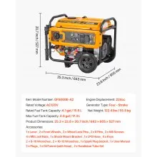 VEVOR Portable Generator, Gasoline 4650W Peak Watt & LPG 4130W Peak Watt Dual Fuel Generator, Home Backup Generators with Electric Start, Gasoline & LPG Powered, CO Sensor, 20A & 50A Outlets