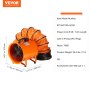 VEVOR 254 mm-es elszívó ventilátor, hordozható 5 m-es csőtömlős szellőző ipari