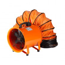 VEVOR Portable Ventilator, 304.8mm Heavy Duty Cylinder Fan with 5m Duct Hose, 367W Strong Shop Exhaust Blower 2574CFM, Industrial Utility Blower for Sucking Dust, Smoke, Smoke Home/Workplace