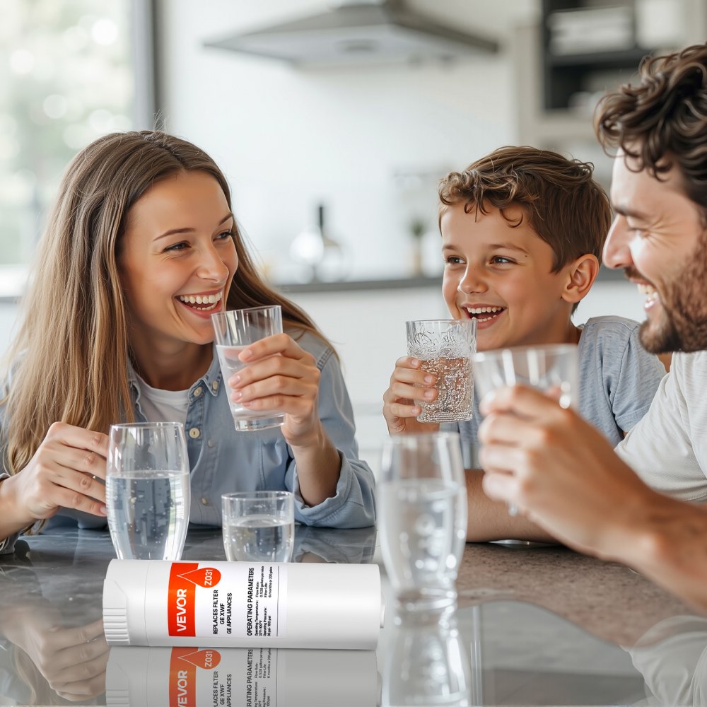 Filtro de agua de repuesto para refrigerador VEVOR, filtración de bloque de carbón para agua potable limpia, certificado para reducir cloro, sabor y olor, plomo, sedimentos y más de 70 contaminantes, blanco, 1 paquete