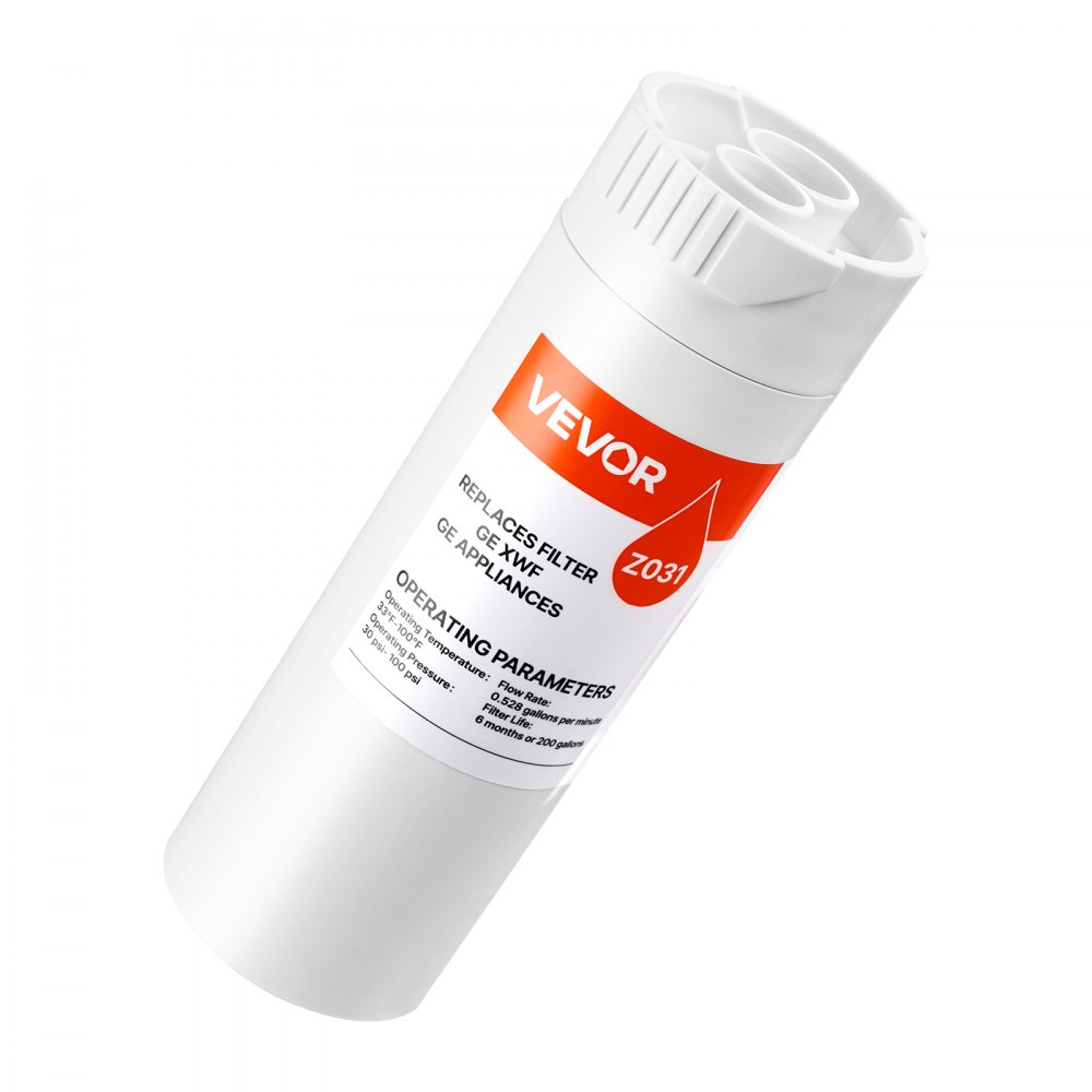 Filtro de agua de repuesto para refrigerador VEVOR, filtración de bloque de carbón para agua potable limpia, certificado para reducir cloro, sabor y olor, plomo, sedimentos y más de 70 contaminantes, blanco, 1 paquete