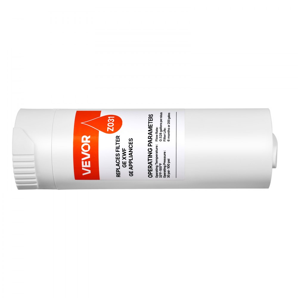 Filtro de agua de repuesto para refrigerador VEVOR, filtración de bloque de carbón para agua potable limpia, certificado para reducir cloro, sabor y olor, plomo, sedimentos y más de 70 contaminantes, blanco, 1 paquete