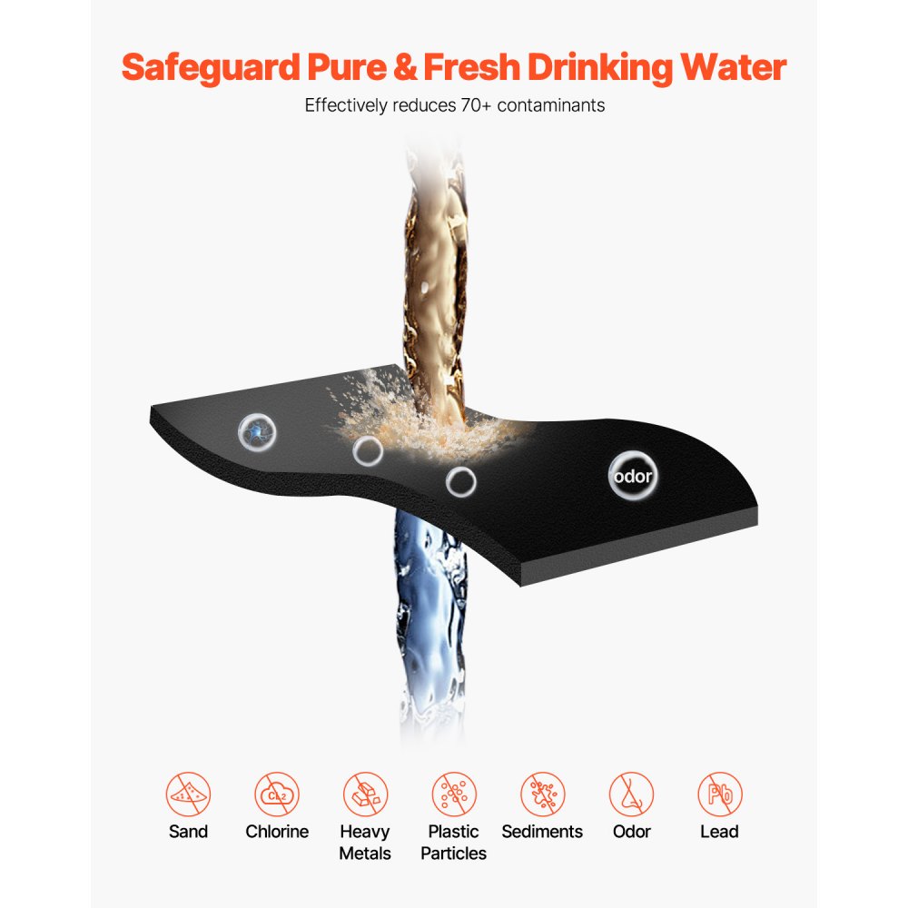 Filtro de agua de repuesto para refrigerador VEVOR, filtración de bloque de carbón para agua potable limpia, certificado para reducir cloro, sabor y olor, plomo, sedimentos y más de 70 contaminantes, blanco, 1 paquete