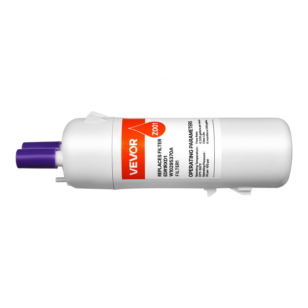 Filtro de agua de repuesto para refrigerador VEVOR, filtración de bloque de carbón para agua potable limpia, certificado para reducir cloro, sabor y olor, plomo, sedimentos y más de 70 contaminantes, blanco, 1 paquete