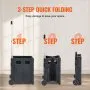 VEVOR Foldable Utility Cart, 80 lbs Load Capacity, Folding Portable Rolling Crate Handcart with Durable Heavy Duty Telescoping Handle and 2 Wheels for Travel Shopping Moving Luggage Office Use, Black