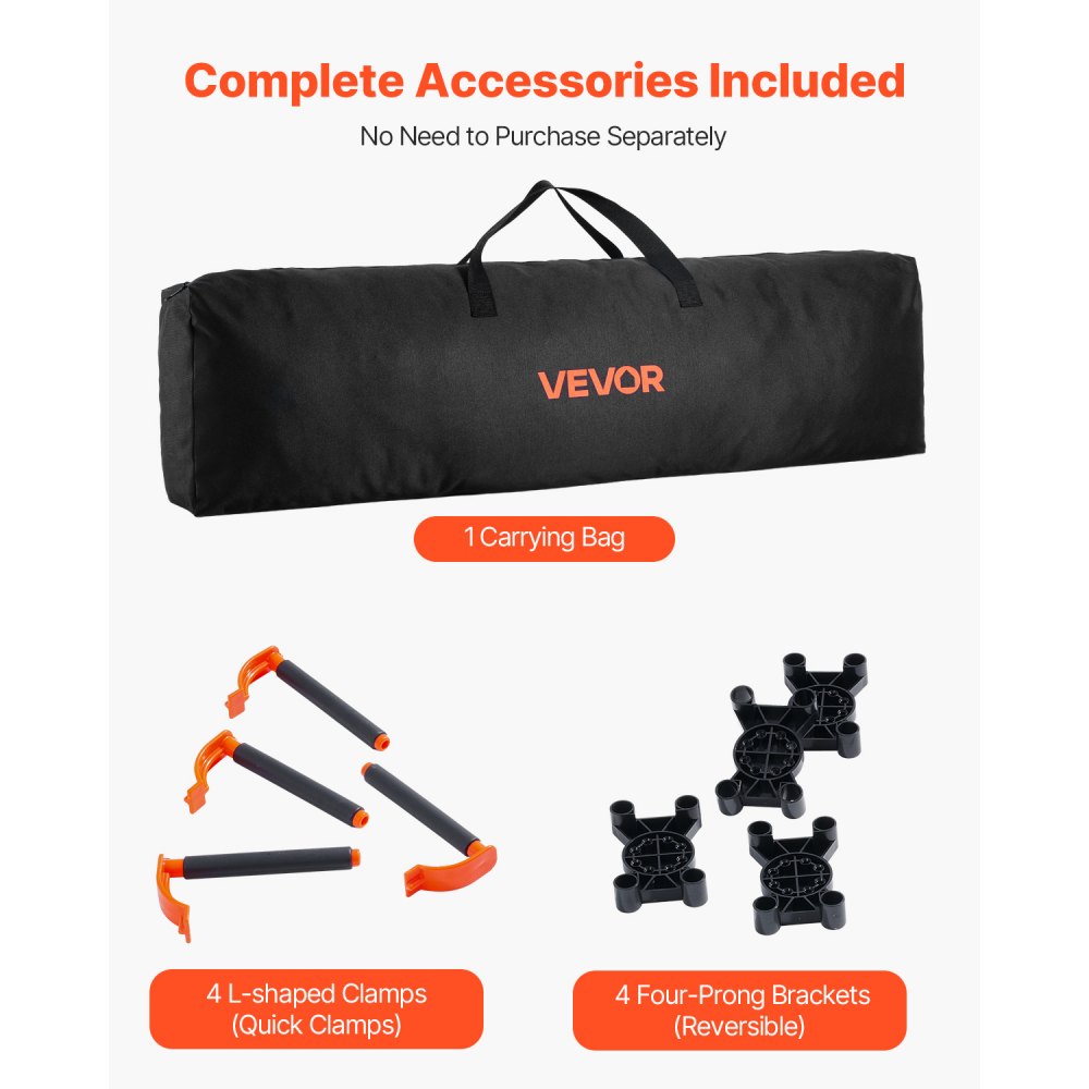 VEVOR Portable Folding Workstand, 2455 x 1260 mm Collapsible Workbench, 2724 kg Weight Capacity, No Assembly Foldable Work Stand with Storage Bag, Table Top NOT Included, for Garage Workshop Outdoor