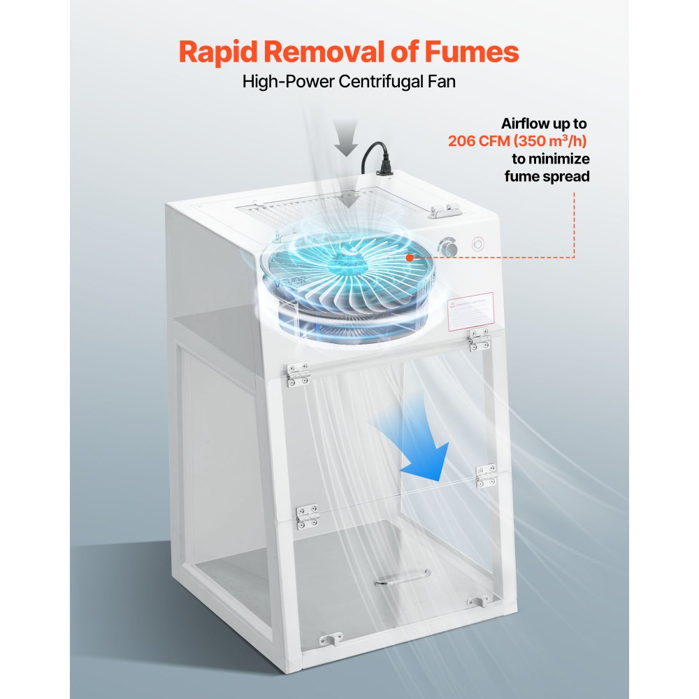 VEVOR Laminar Flow Hood, 20.08 x 20.47 x 23.62 inch Working Area Portable Clean Room, Meets ISO Class 5 Clean Room Standards, with HEPA-14 Filter and G1 Pre-Filter, for Medical and Laboratory Use