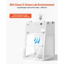 VEVOR Laminar Flow Hood, 20.08 x 20.47 x 23.62 inch Working Area Portable Clean Room, Meets ISO Class 5 Clean Room Standards, with HEPA-14 Filter and G1 Pre-Filter, for Medical and Laboratory Use
