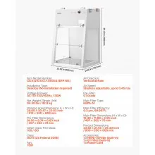 VEVOR Laminar Flow Hood, 20.08 x 20.47 x 23.62 inch Working Area Portable Clean Room, Meets ISO Class 5 Clean Room Standards, with HEPA-14 Filter and G1 Pre-Filter, for Medical and Laboratory Use