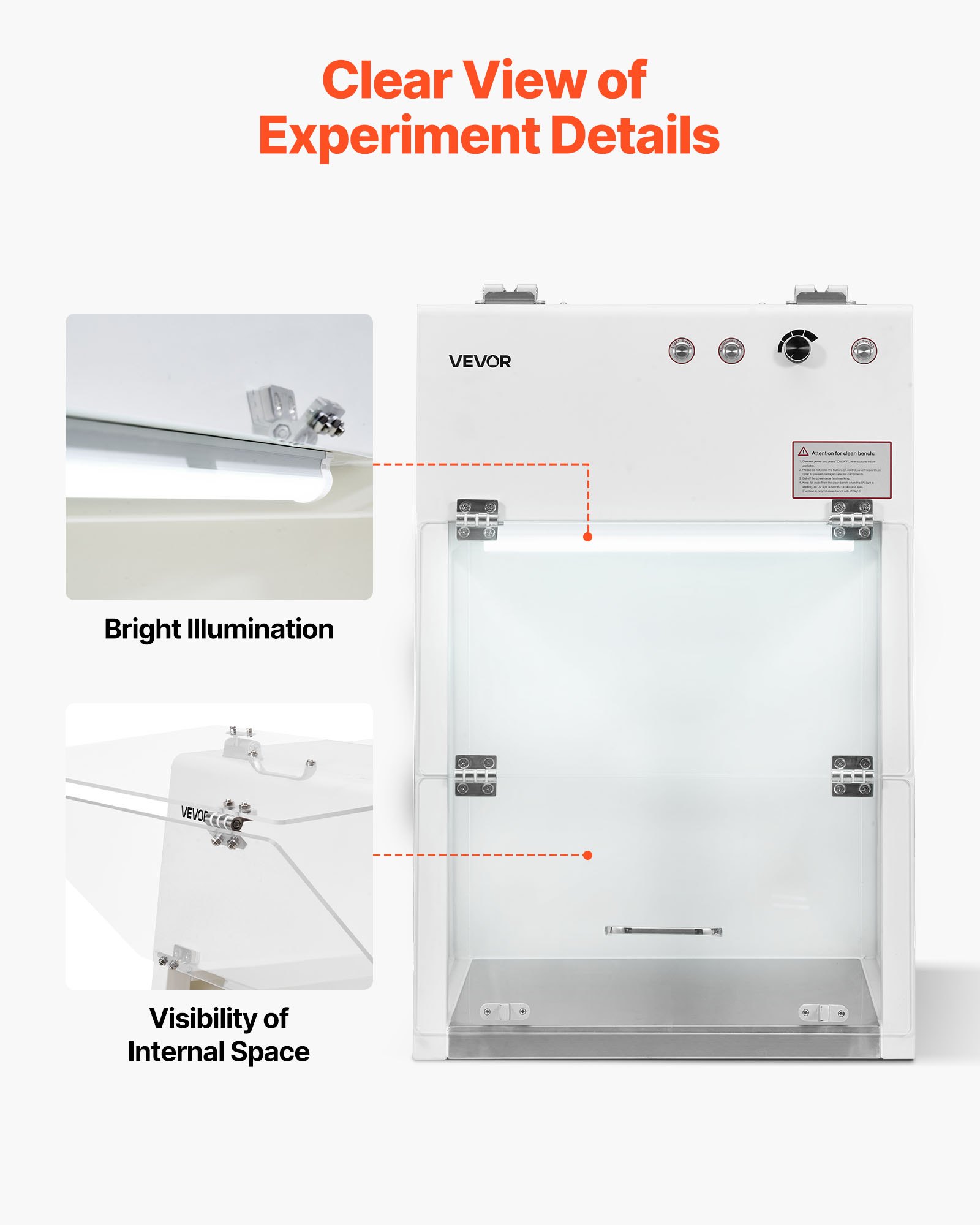 VEVOR Laminar Flow Hood, 20.08 x 20.47 x 23.62 inch Working Area Portable Clean Room, Meets ISO Class 5 Clean Room Standards, with HEPA-14 Filter and G1 Pre-Filter, for Medical and Laboratory Use
