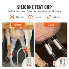 VEVOR Goat Milking Machine, 12 L 304 Stainless Steel Bucket, Electric Automatic Pulsation Vacuum Milker, Portable Milker with Food-grade Silicone Cups and Tubes, Adjustable Suction for Cows and Sheep