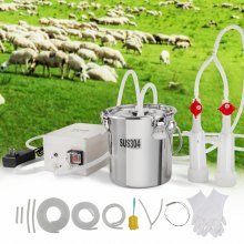 VEVOR Goat Milking Machine, 3 L 304 Stainless Steel Bucket, Electric Automatic Pulsation Vacuum Milker, Portable Milker with Food-grade Silicone Cups and Tubes, Adjustable Suction for Sheep