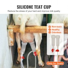 VEVOR Goat Milking Machine, 3 L 304 Stainless Steel Bucket, Electric Automatic Pulsation Vacuum Milker, Portable Milker with Food-grade Silicone Cups and Tubes, Adjustable Suction for Sheep