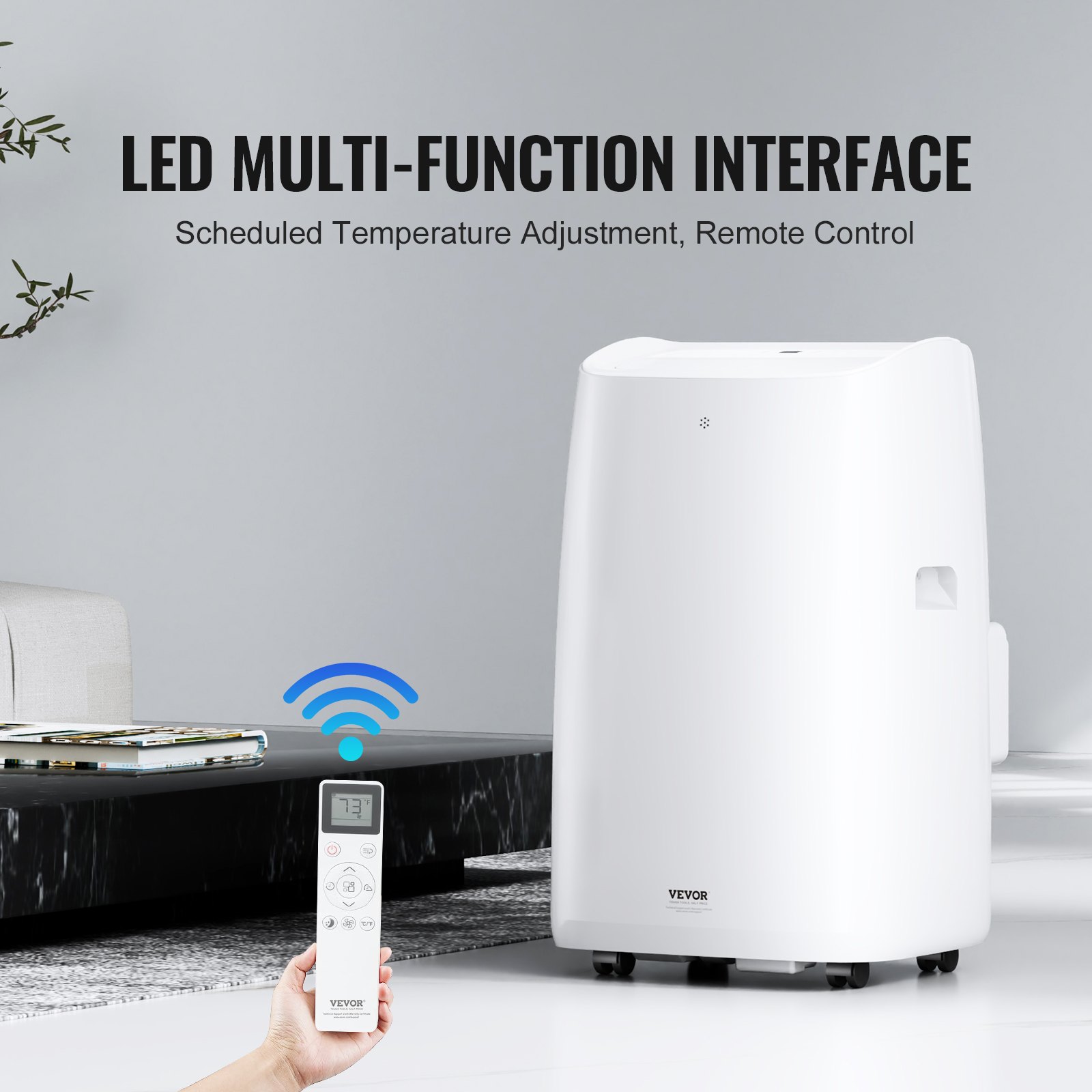 VEVOR 14,000 BTU Portable Air Conditioners, 3-in-1 Portable AC Unit with Remote Control, for 550-700 Sq.Ft, Cool/Dehumidifier/Fan Mode &Low Noise & Rich Accessories for Home/Office/Dorms, White (10,200 BTU SACC Rating)